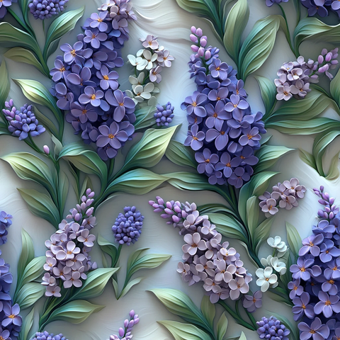 紫色花卉绿叶图案