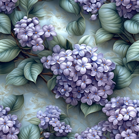 紫色花卉绿叶图案