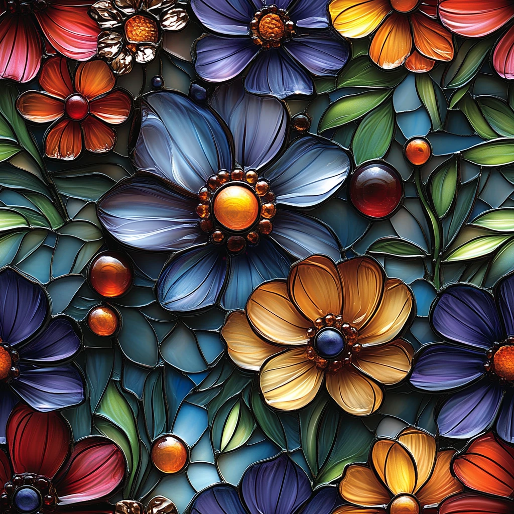 缤纷花瓣玻璃画