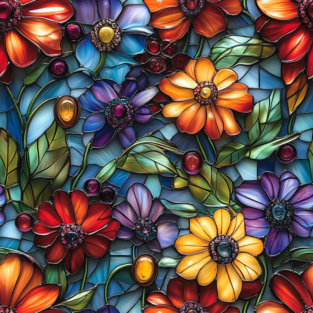 缤纷花瓣玻璃画