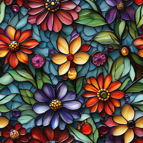 缤纷花瓣玻璃画