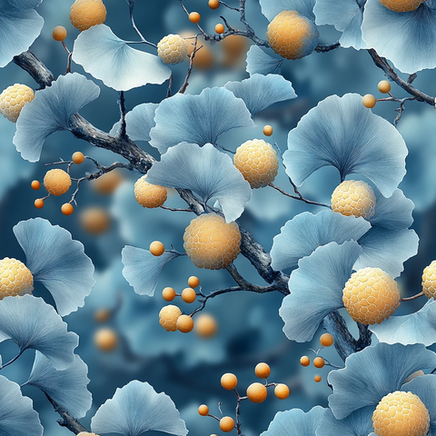 银杏树枝叶水彩画