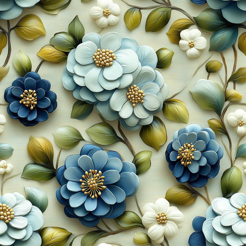 蓝色花朵图案设计