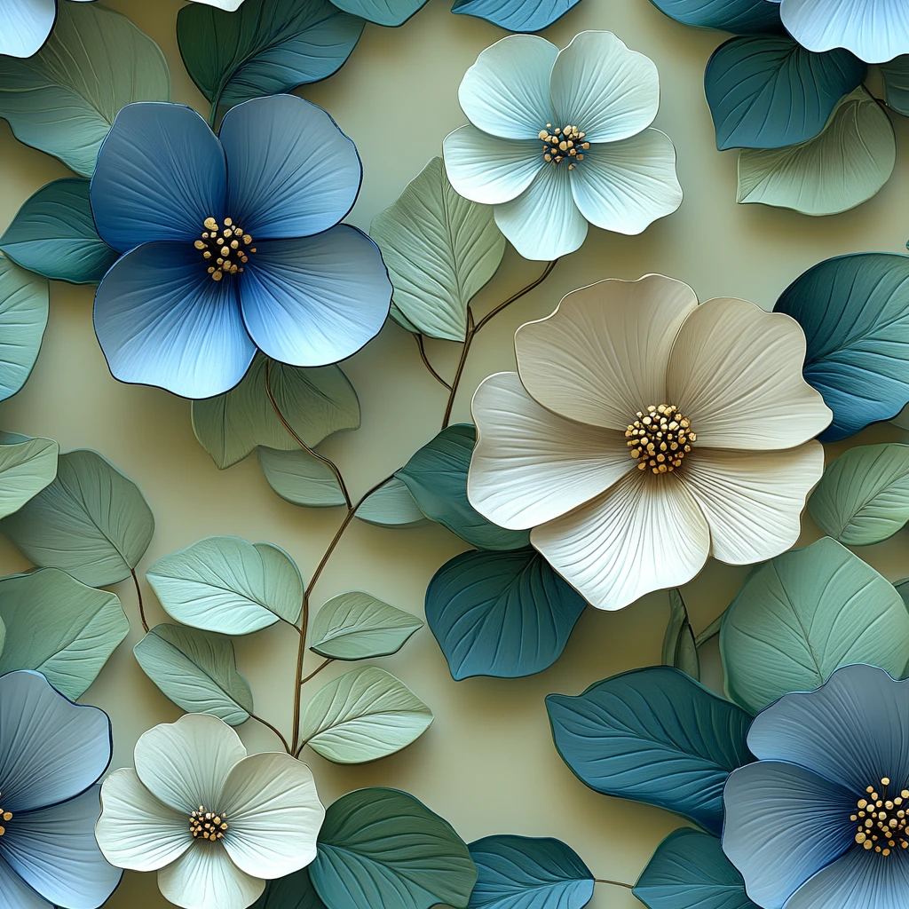蓝色花朵图案设计