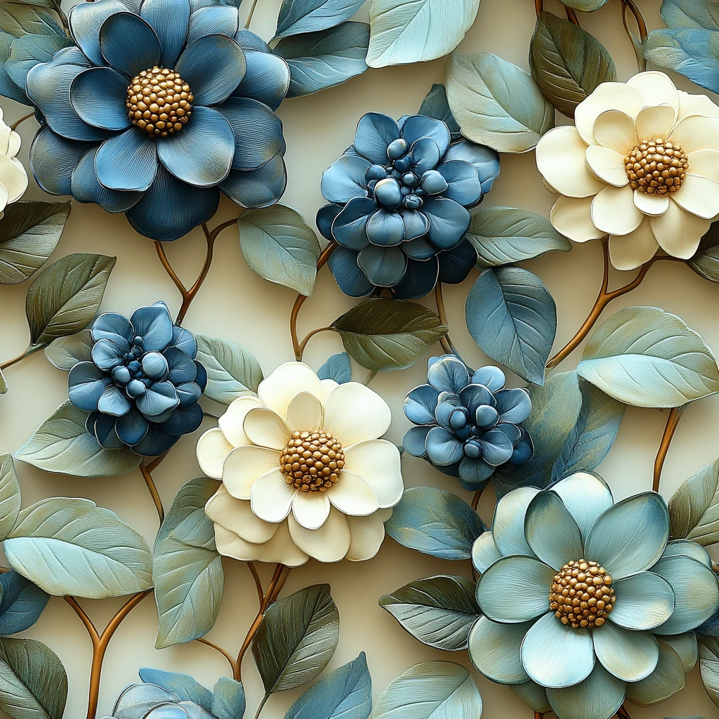 蓝色花朵图案设计