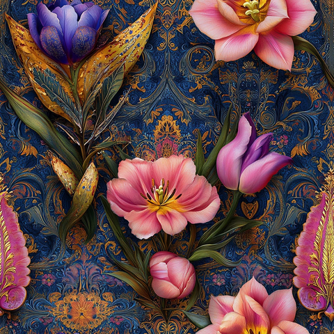 粉色黄花紫色花束