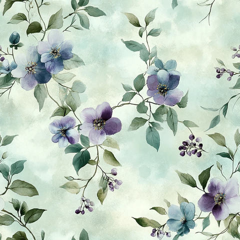 青花紫藤水彩图