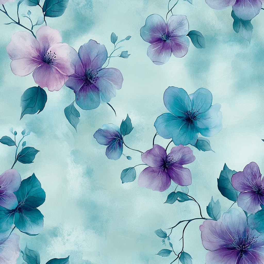 青花紫藤水彩图