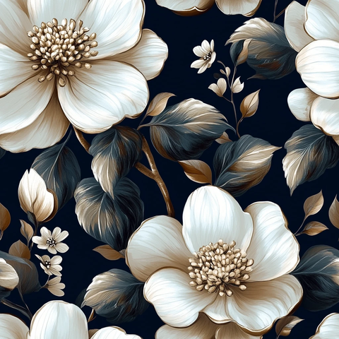 白花蓝底复古花纹