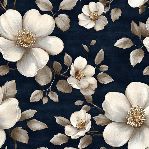 白花蓝底复古花纹