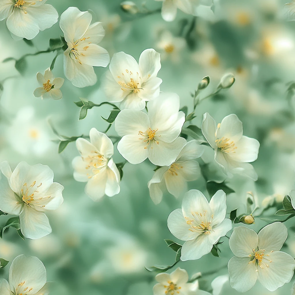 淡黄花簇绿背景