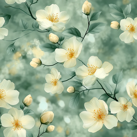 淡黄花簇绿背景