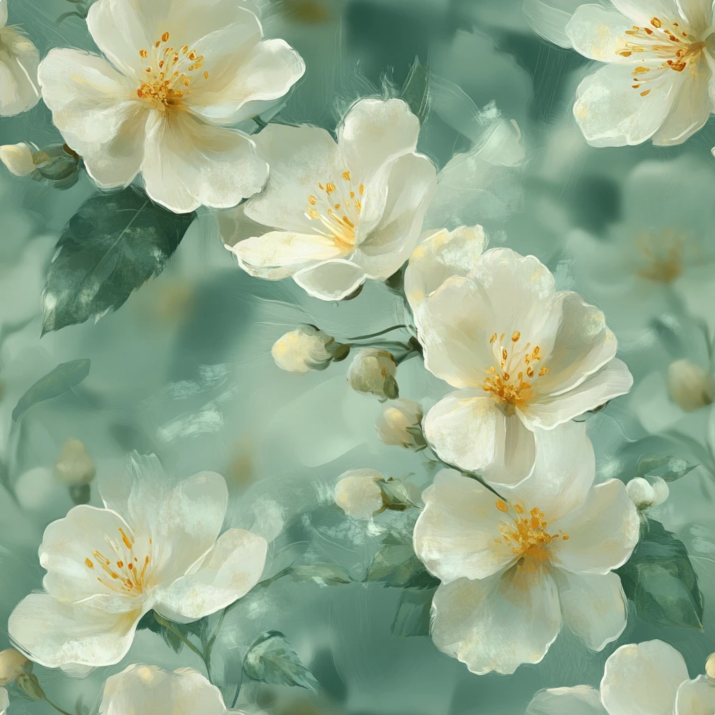 淡黄花簇绿背景