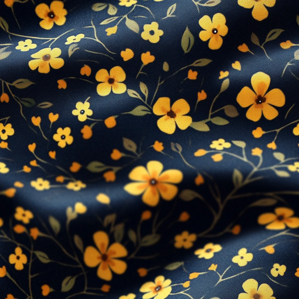海军蓝黄小花布