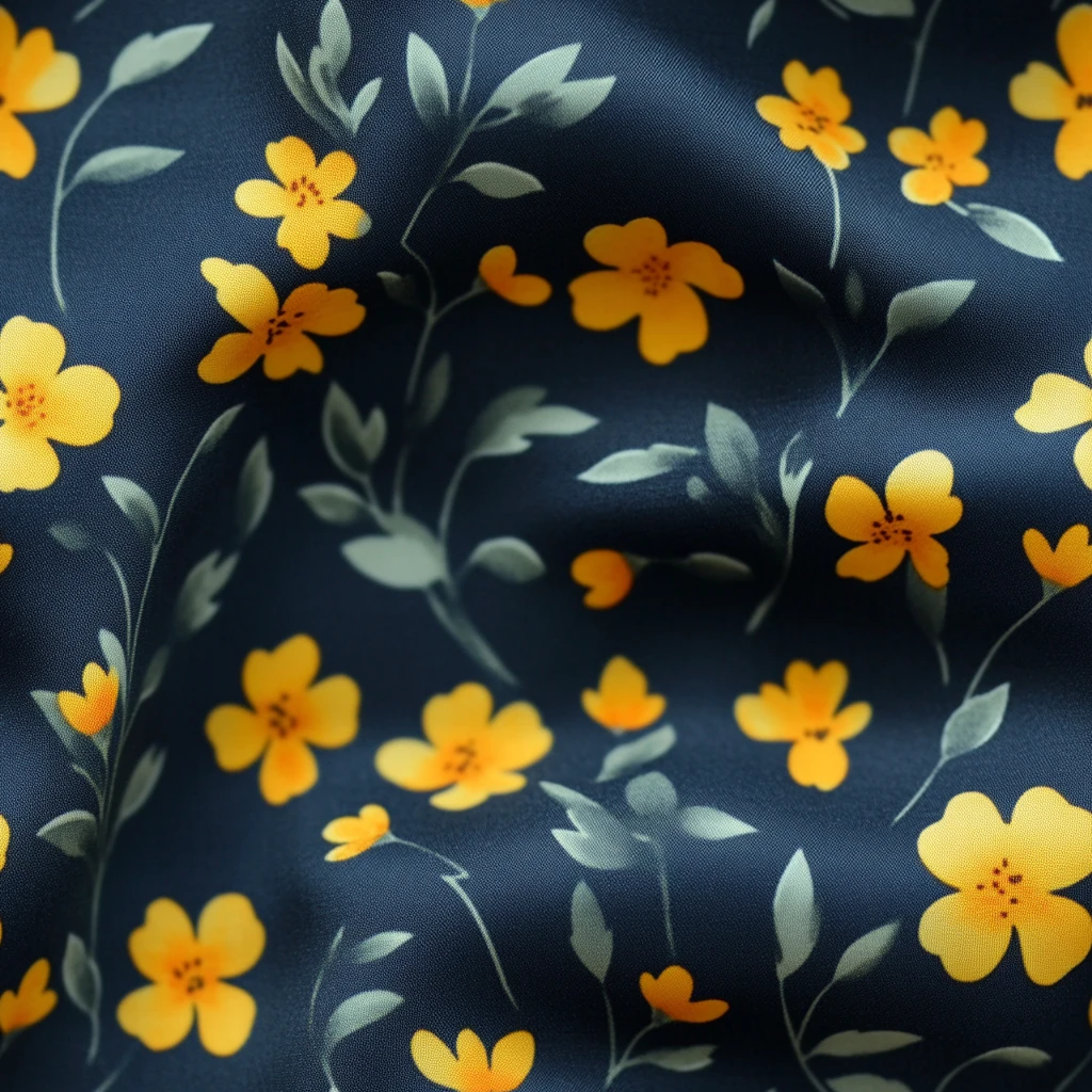 海军蓝黄小花布