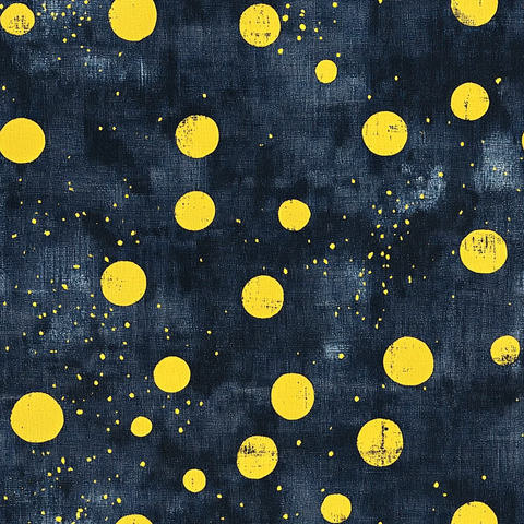深蓝底黄点纹布