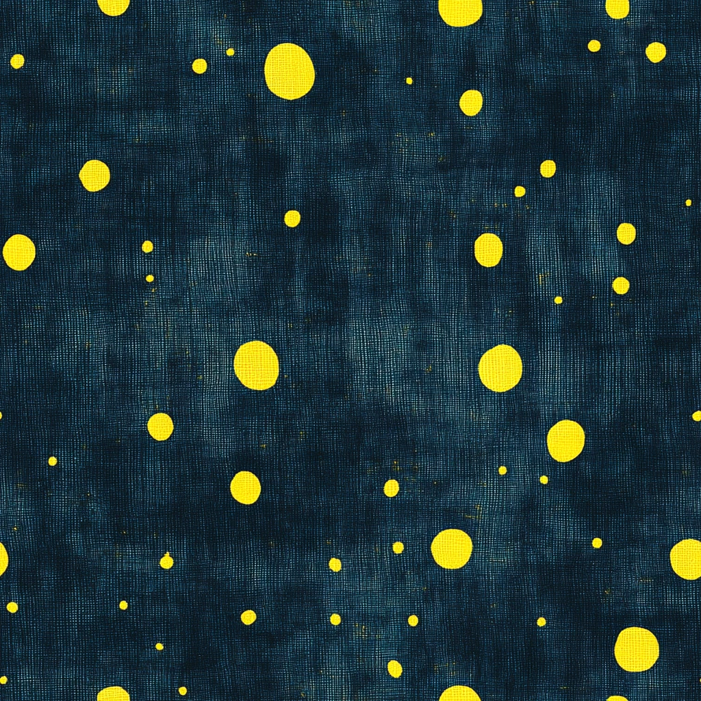 深蓝底黄点纹布