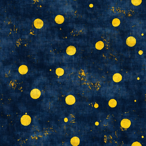 深蓝底黄点纹布