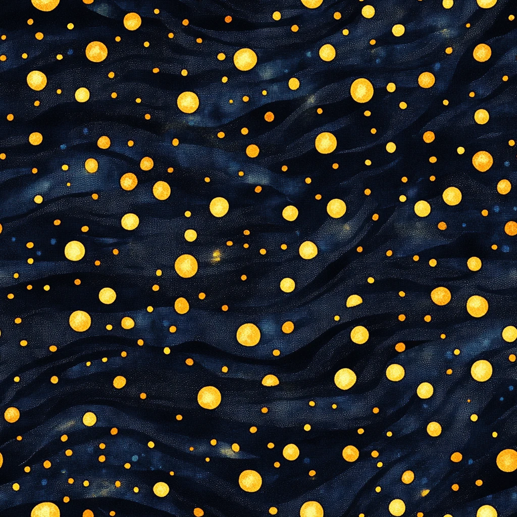 深蓝底黄点纹布