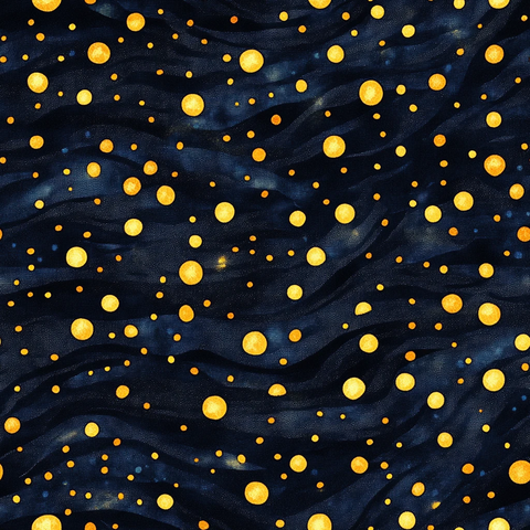 深蓝底黄点纹布