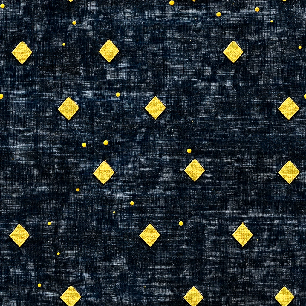 深蓝底黄钻纹布料
