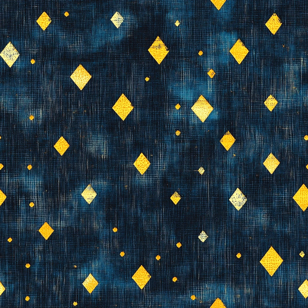 深蓝底黄钻纹布料