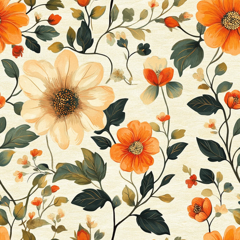 橙绿花卉纹样
