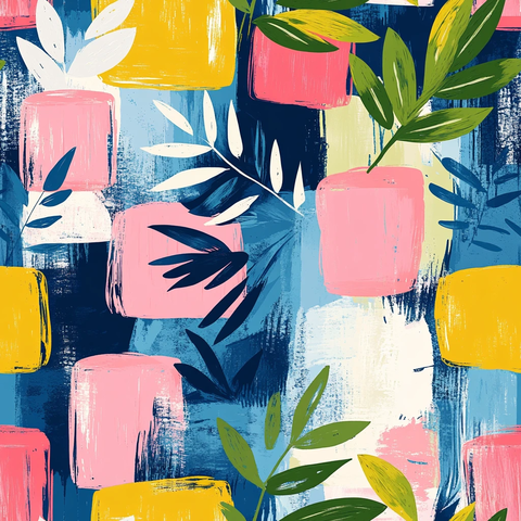 彩色矩形叶纹图案