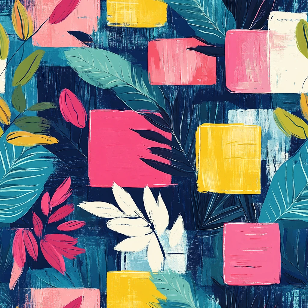 彩色矩形叶纹图案