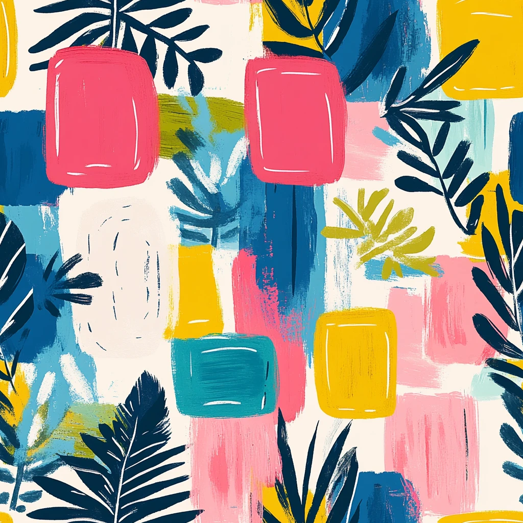 彩色矩形叶纹图案