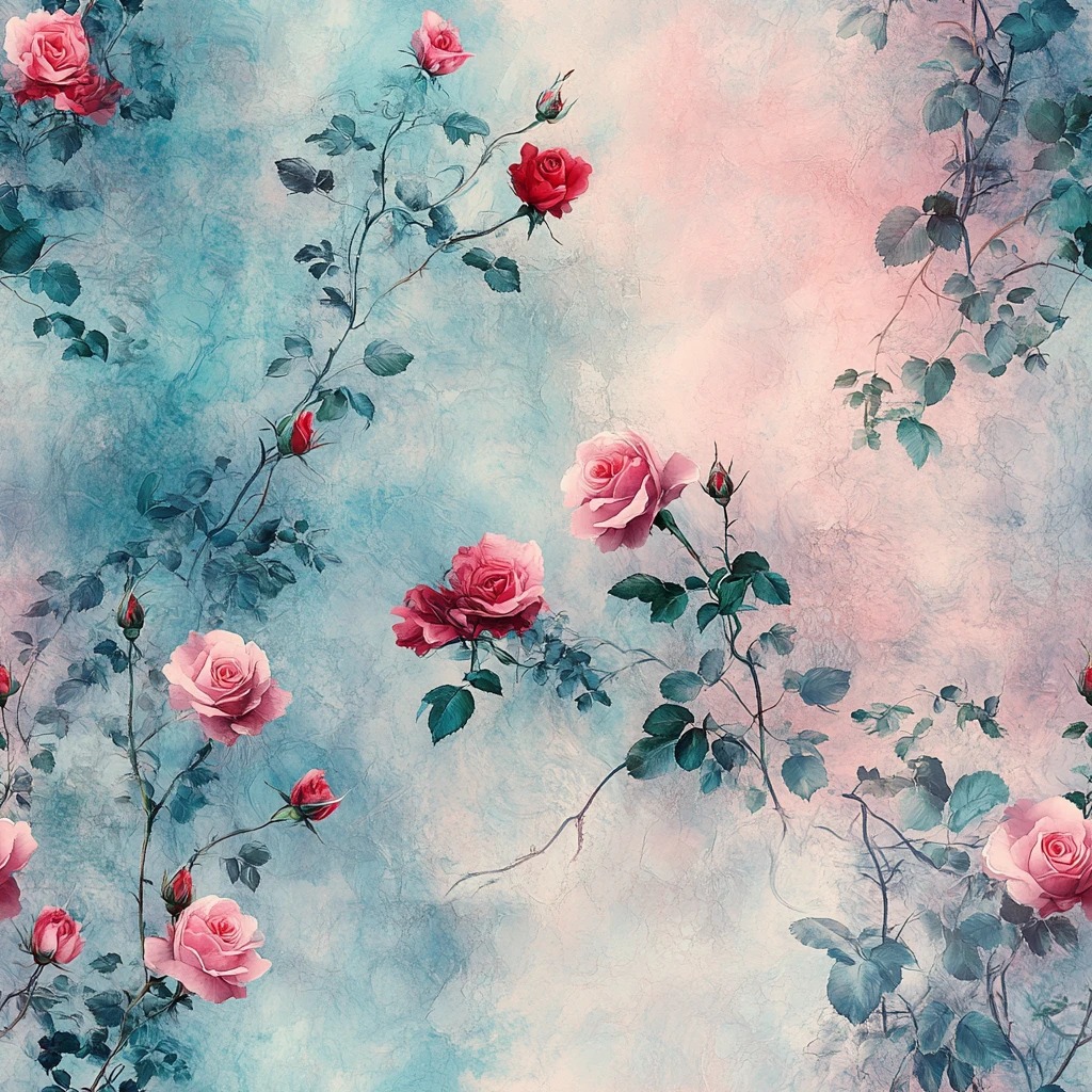 粉色玫瑰水彩画