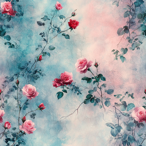 粉色玫瑰水彩画