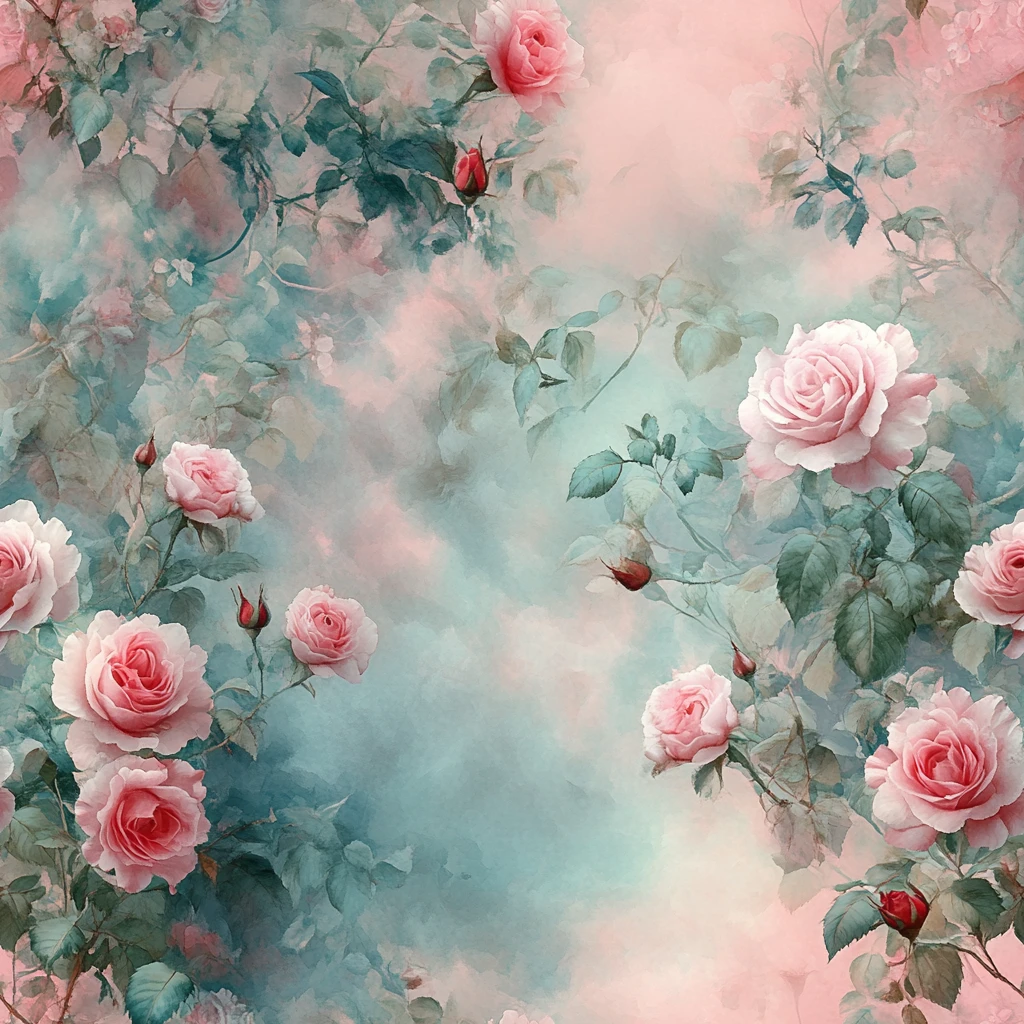 粉色玫瑰水彩画