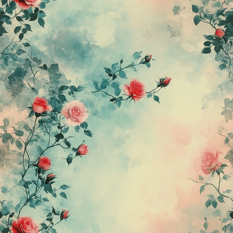 粉色玫瑰水彩画