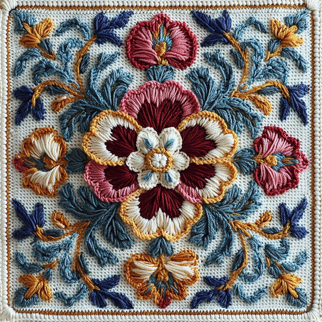 复古花卉编织图案