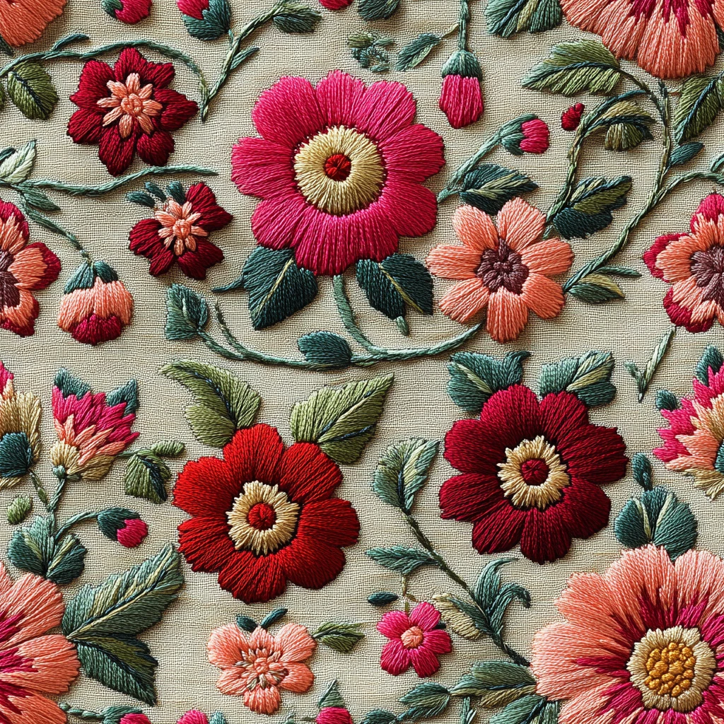 花卉几何刺绣图案