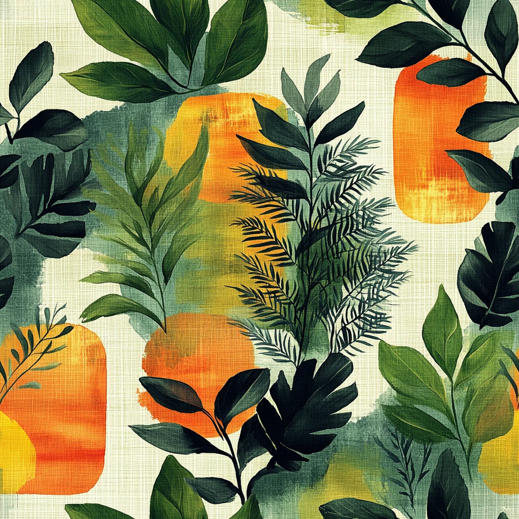 绿叶蕨类抽象图案