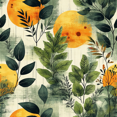 绿叶蕨类抽象图案