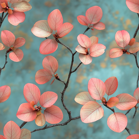 粉色叶子与绿调