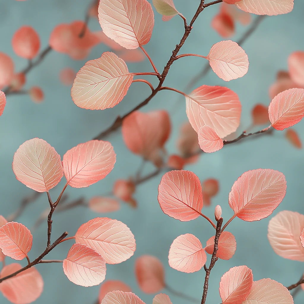 粉色叶子与绿调