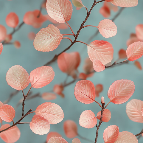 粉色叶子与绿调