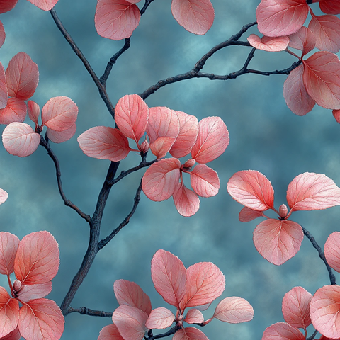 粉色叶子与绿调