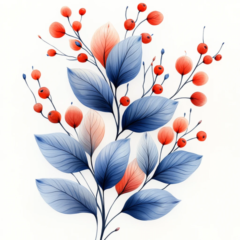 白叶蓝边红果植物