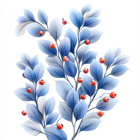 白叶蓝边红果植物