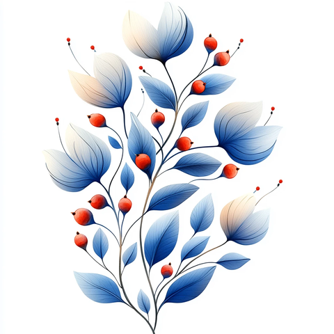 白叶蓝边红果植物