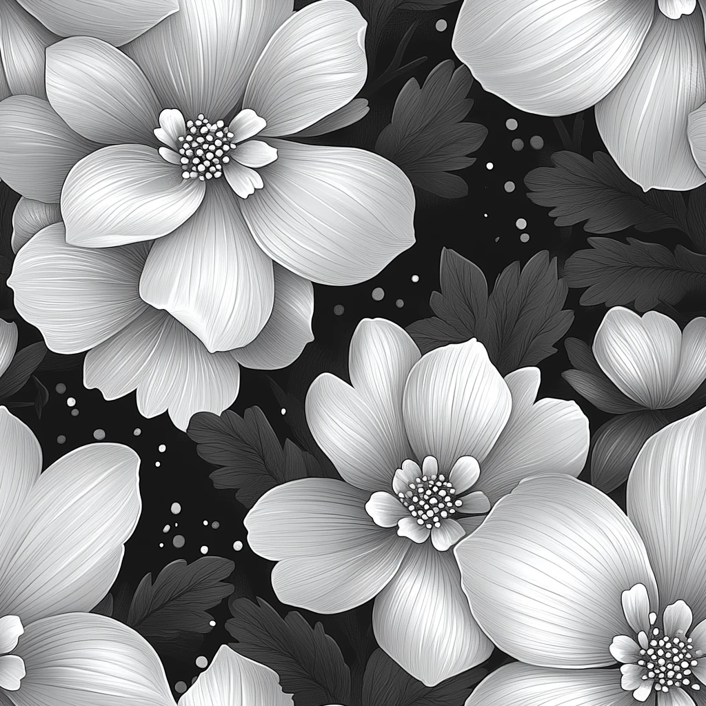 黑白花朵图案