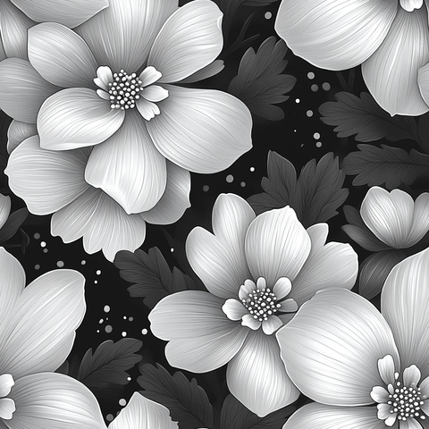 黑白花朵图案