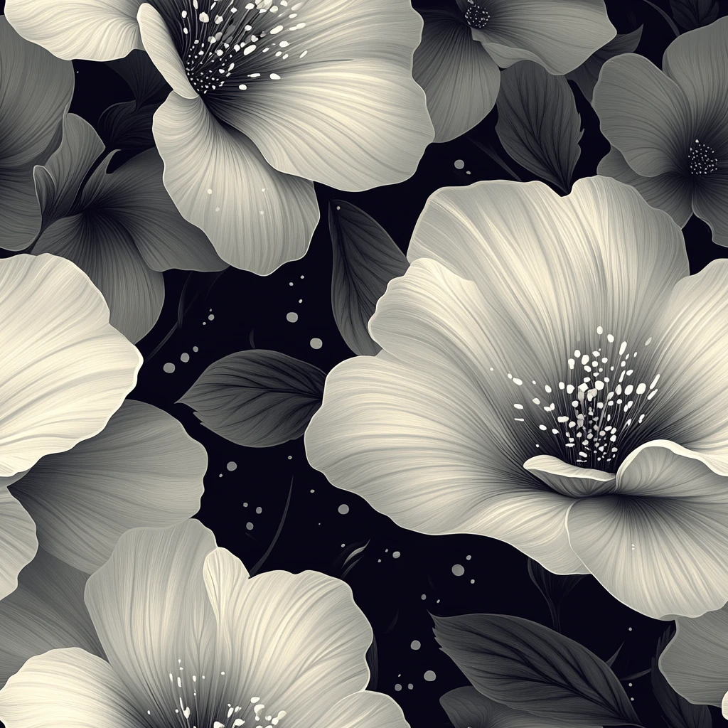黑白花朵图案
