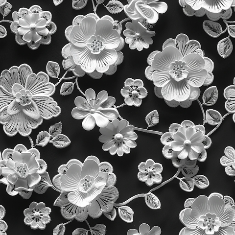 白花黑底蕾丝图案