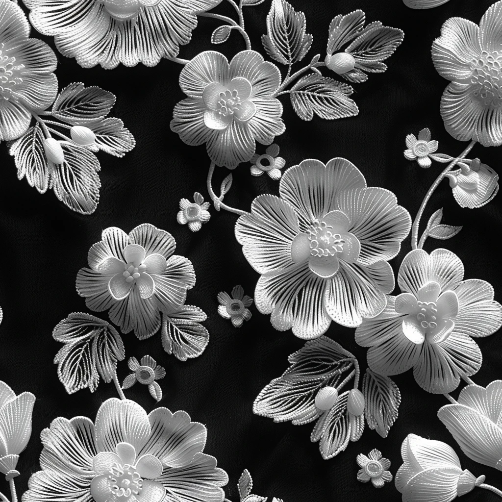 白花黑底蕾丝图案